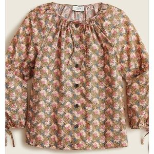 J. Crew Collection Tie-sleeve Button-front Top in Ratti Prism Floral | XL | EUC